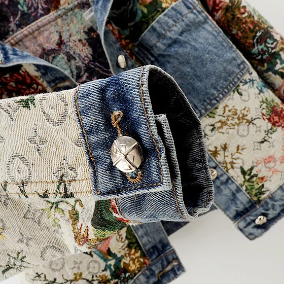 Blommig Jeansjacka för Damer