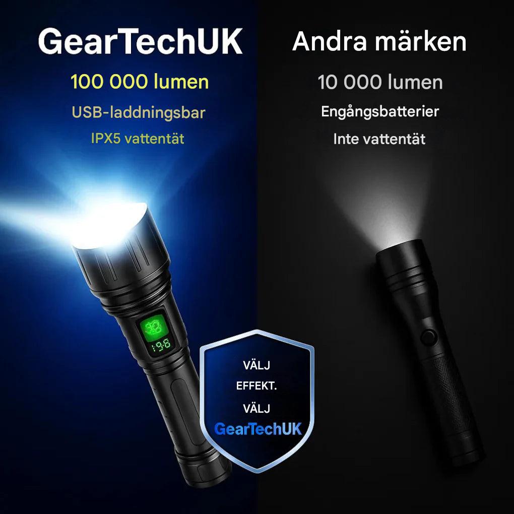 100 000 lumen taktisk ficklampa
