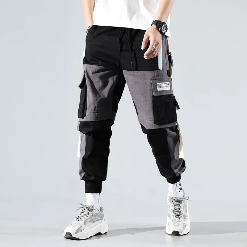 Streetwear haremsbyxor för män med flera fickor