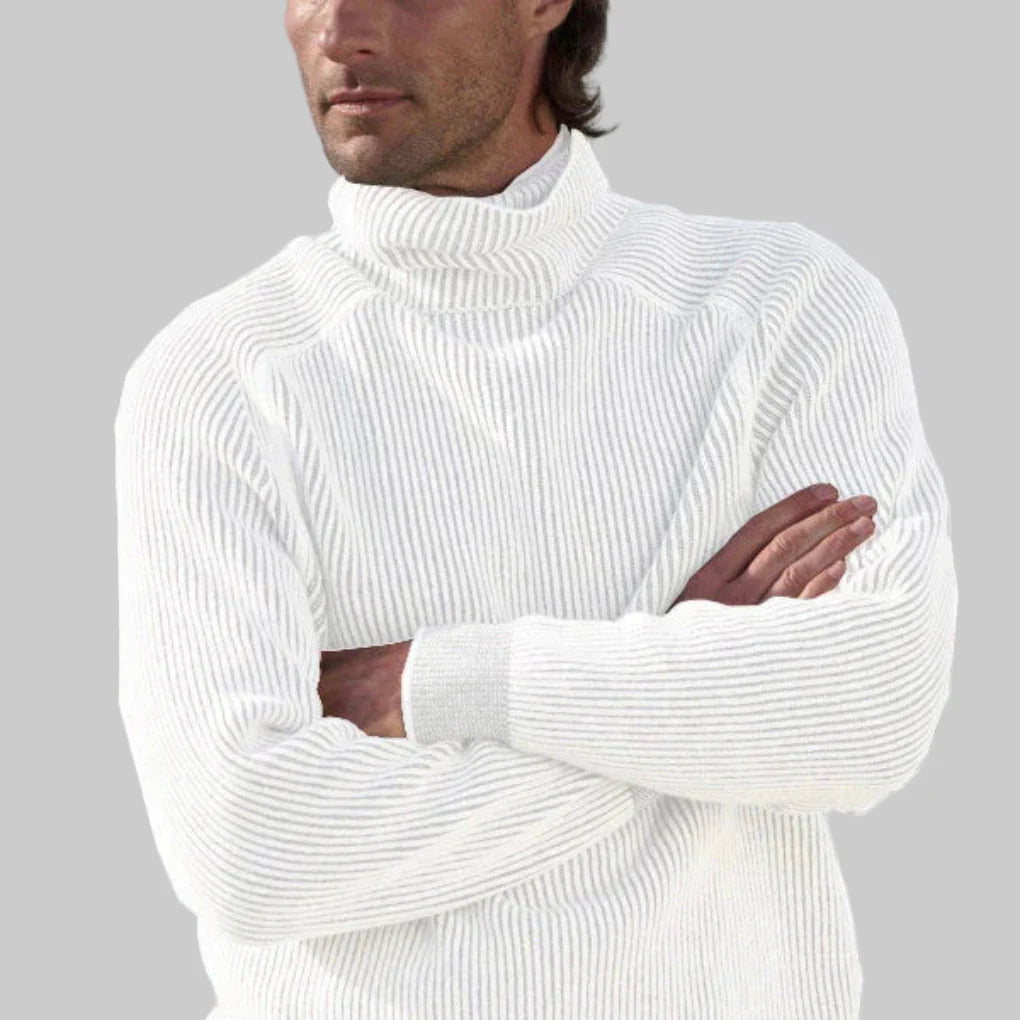 Herrtröja med polotröja, elegant enfärgad stickning