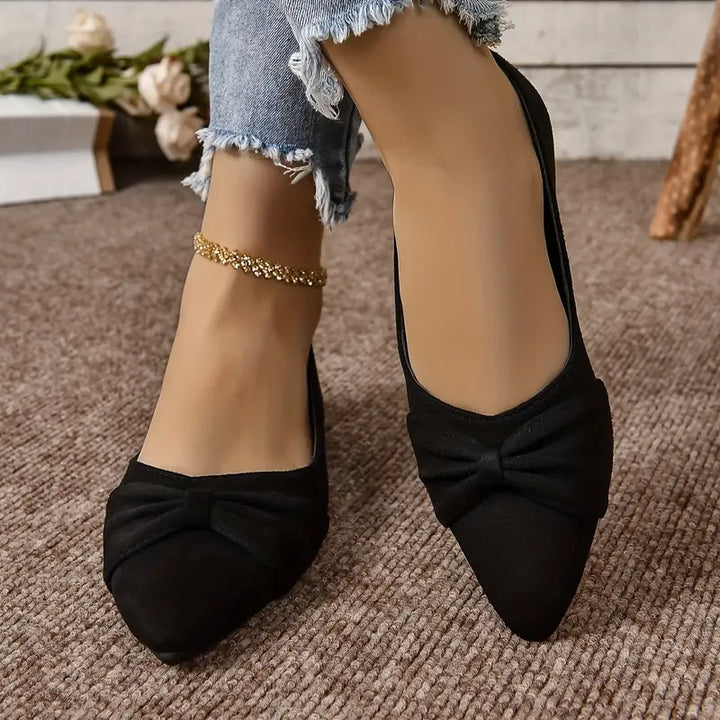 Bekväma slip-ons Eleganta ballerinaskor med rosettknut