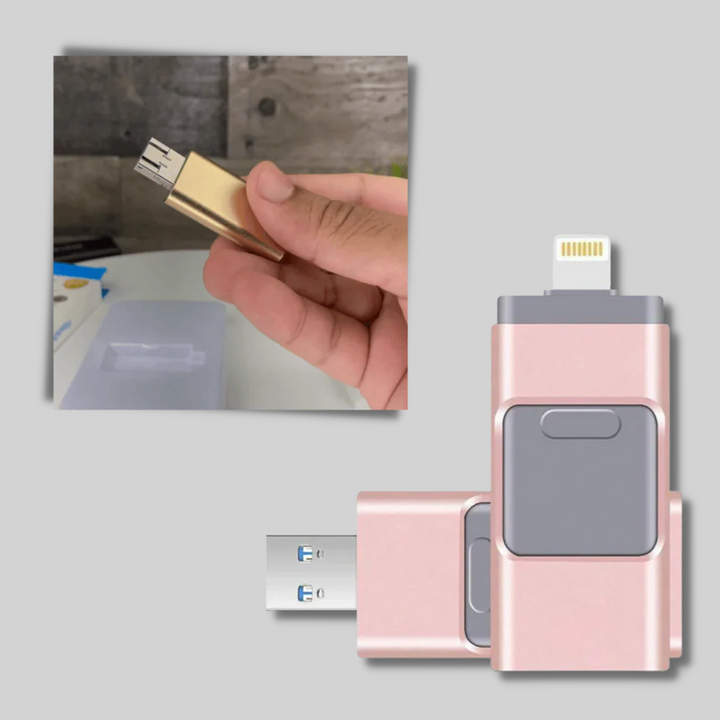 4-i-1 USB-minne – lagringsløsning med flere kontakter