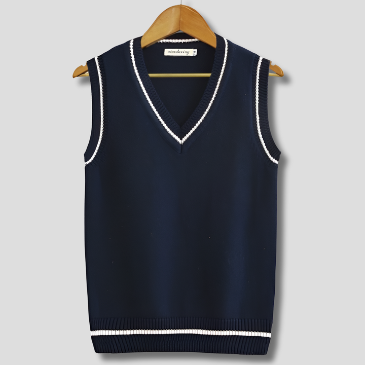 Retro randig preppy stil ärmlös tröja