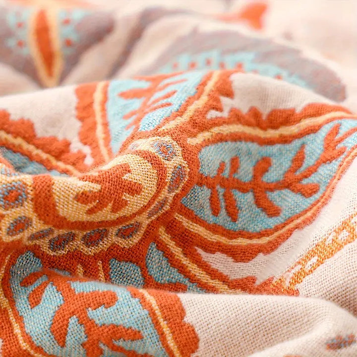 Bohol Rustic - Blommig Boho-filt för mysig komfort och stilfstickad strukturt boende