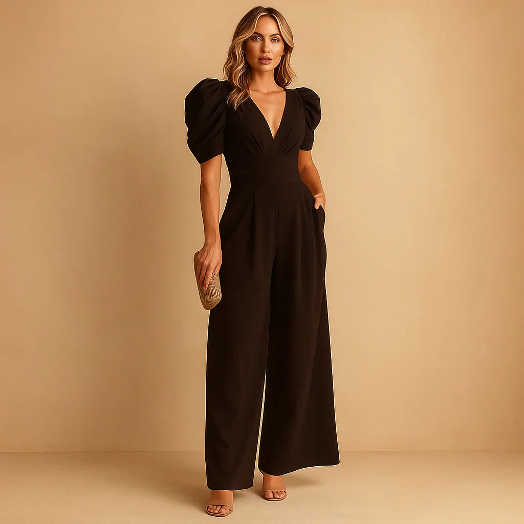 Smigrende jumpsuit med pufærme