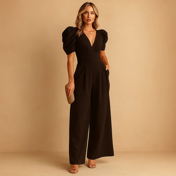 Smigrende jumpsuit med pufærme