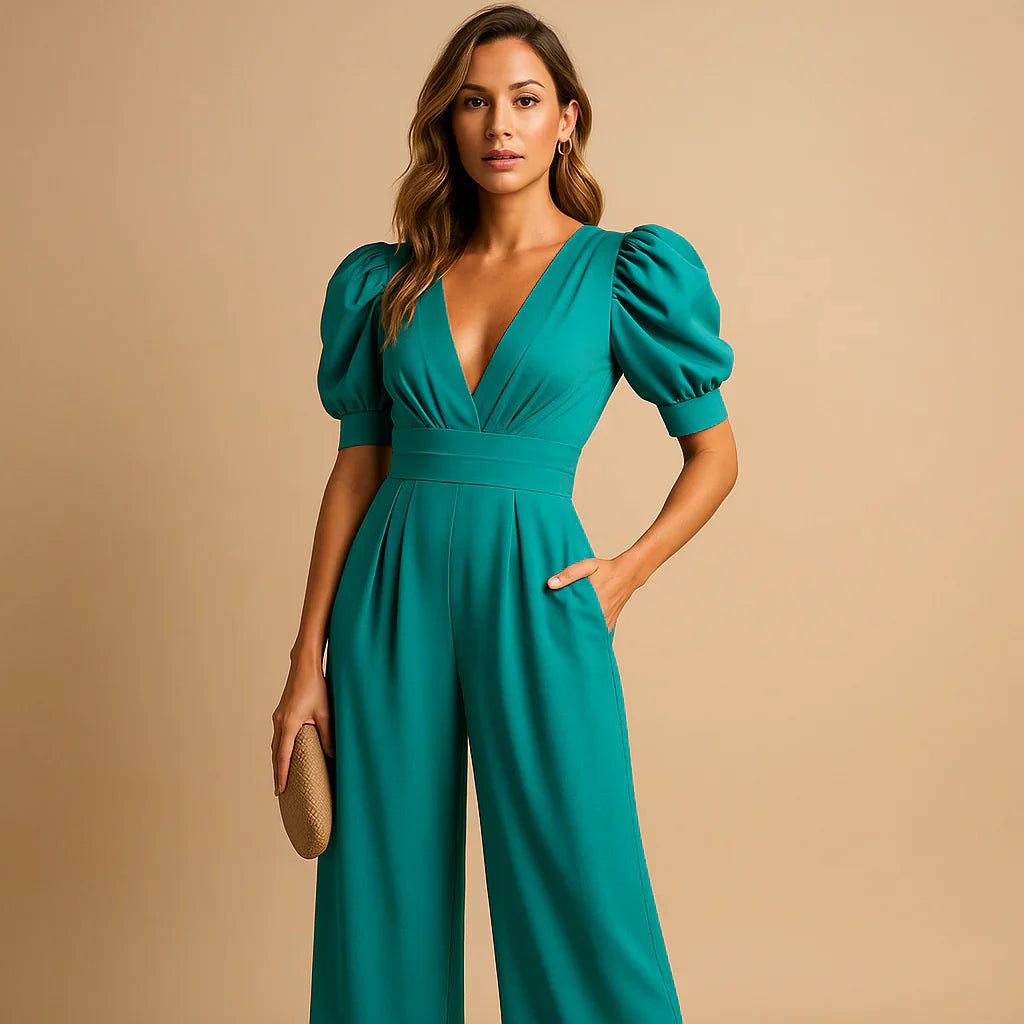 Smigrende jumpsuit med pufærme