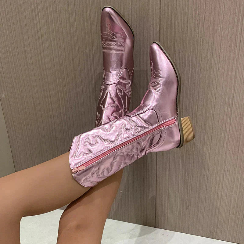 Elegante cowboystøvler med metallicfinish