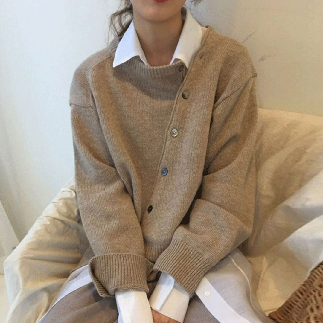Mjuk plushfine stickad omlott cardigan