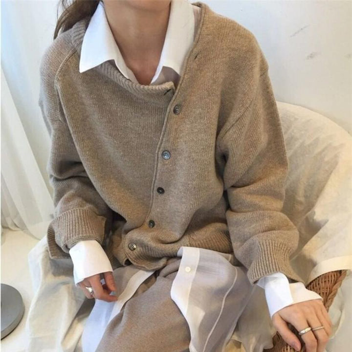 Mjuk plushfine stickad omlott cardigan