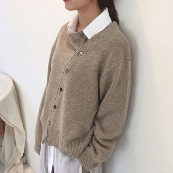 Mjuk plushfine stickad omlott cardigan