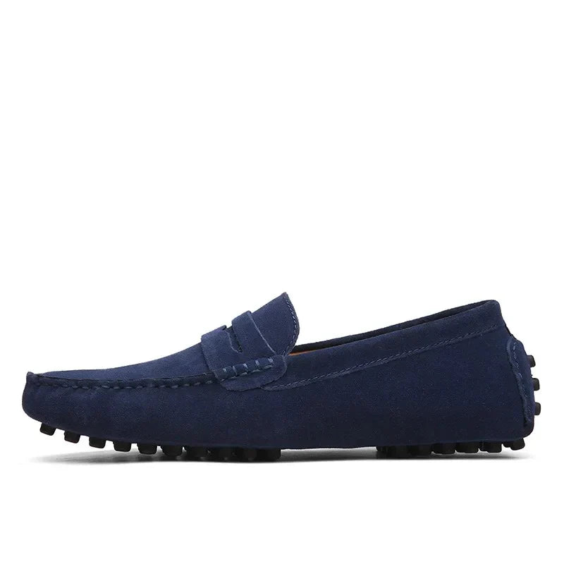 Italienskproduserte børstede stoffloafers for menn