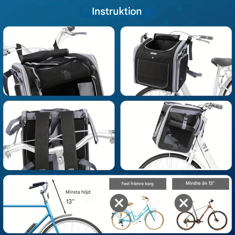 Expanderbar sykkelkurv for kjæledyr