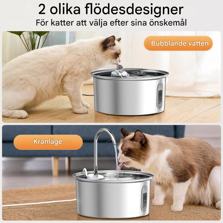 Ruostumattomasta teräksestä valmistettu vesiputous kissoille ja pienille koirille