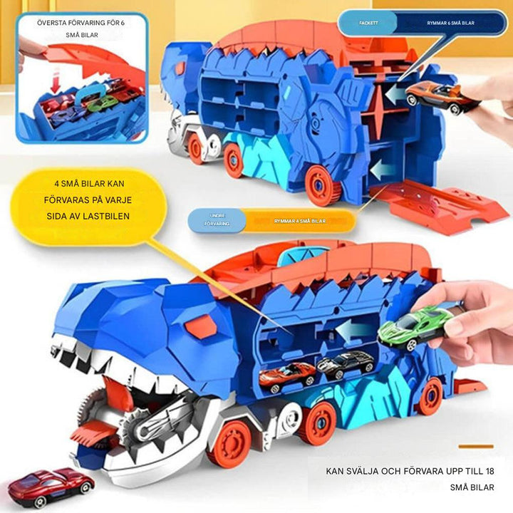 Dinosaurielastbil 3-i-1 leksaksbil och transportör