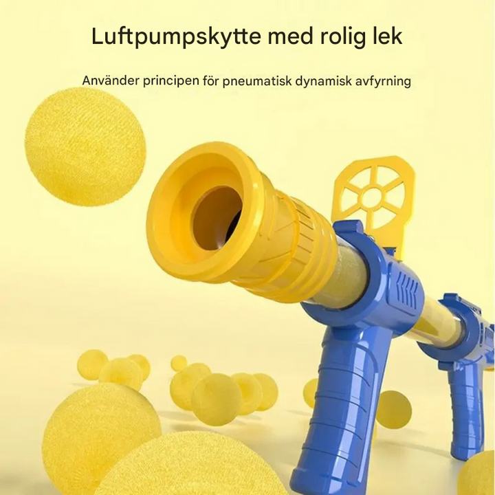 Luftdrivet mjukkulspel med vandrande anka och ljus