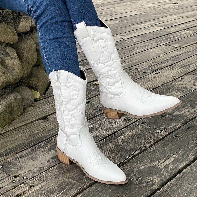 Elegante cowboystøvler med metallicfinish