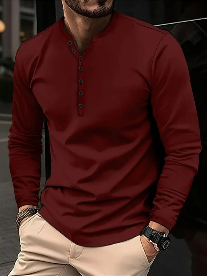 Kirkby - Casual långärmad Henley T-shirt