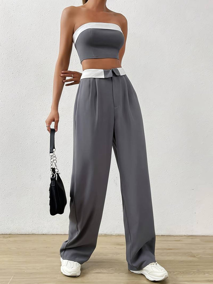 Tella - Off-the-shoulder ärmlös tubtop & långbyxor med vida ben