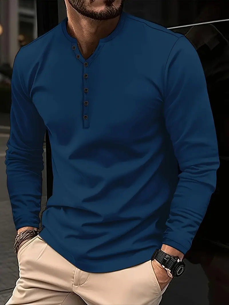 Kirkby - Casual långärmad Henley T-shirt