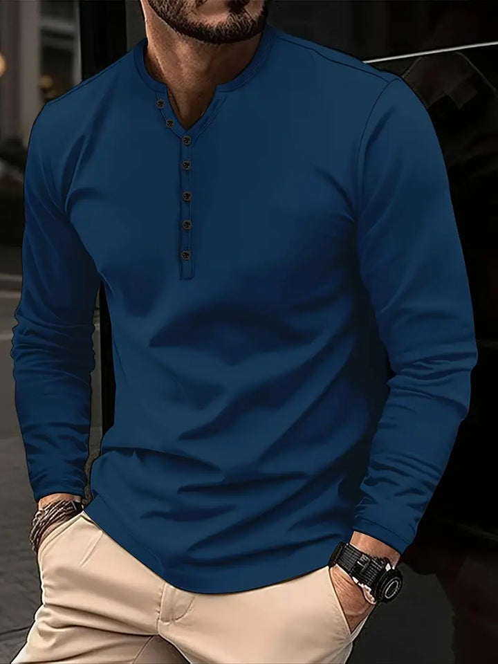 Kirkby - Casual långärmad Henley T-shirt