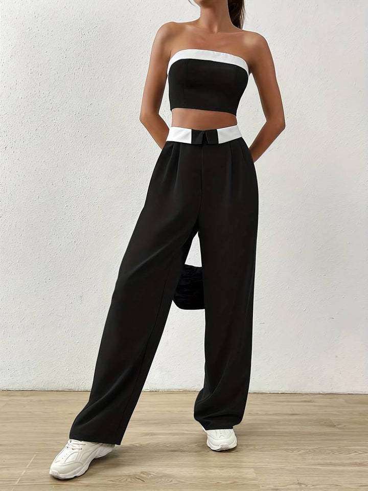 Tella - Off-the-shoulder ärmlös tubtop & långbyxor med vida ben