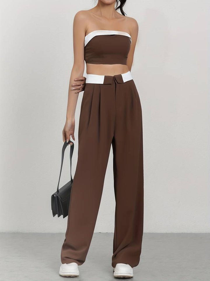 Tella - Off-the-shoulder ärmlös tubtop & långbyxor med vida ben