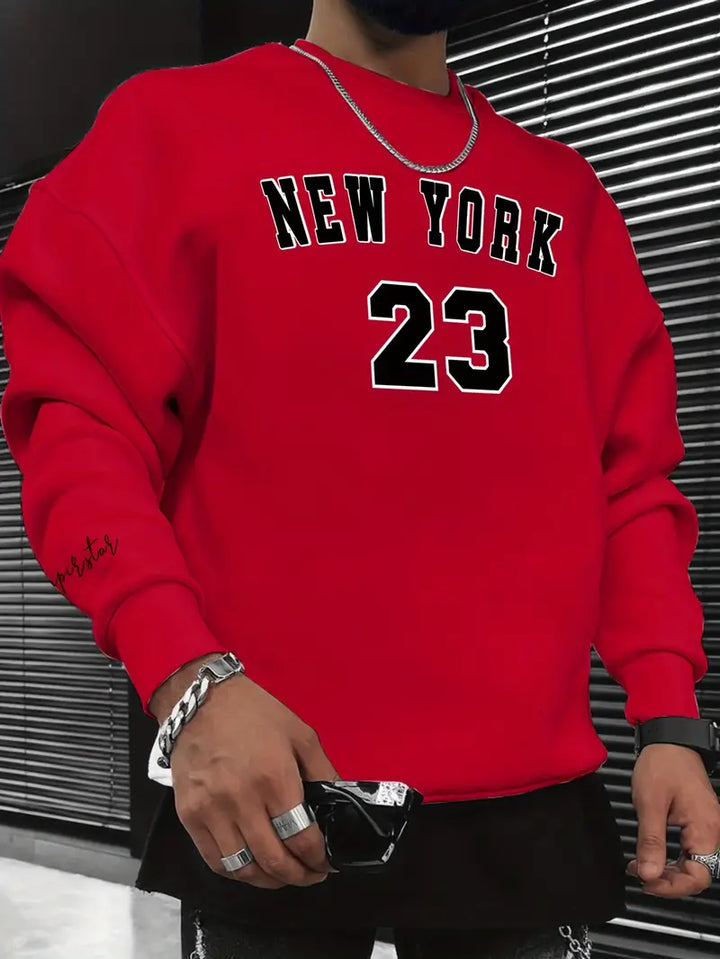 Odil - New York 23 Print Casual Sweatjacka med rund halsringning