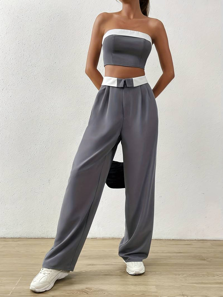 Tella - Off-the-shoulder ärmlös tubtop & långbyxor med vida ben