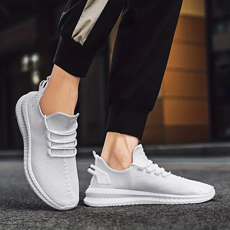 Raynier - Stickade casual-sneakers med snörning för män som andas