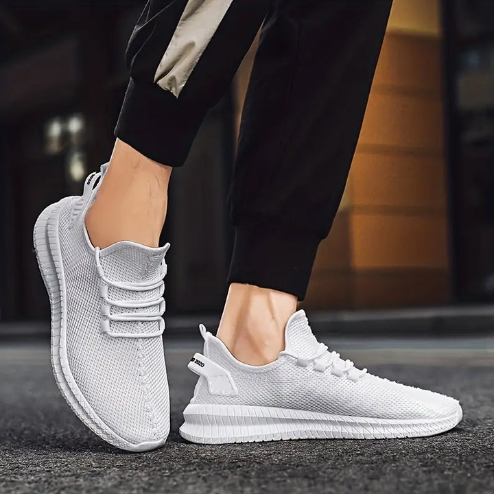 Raynier - Stickade casual-sneakers med snörning för män som andas