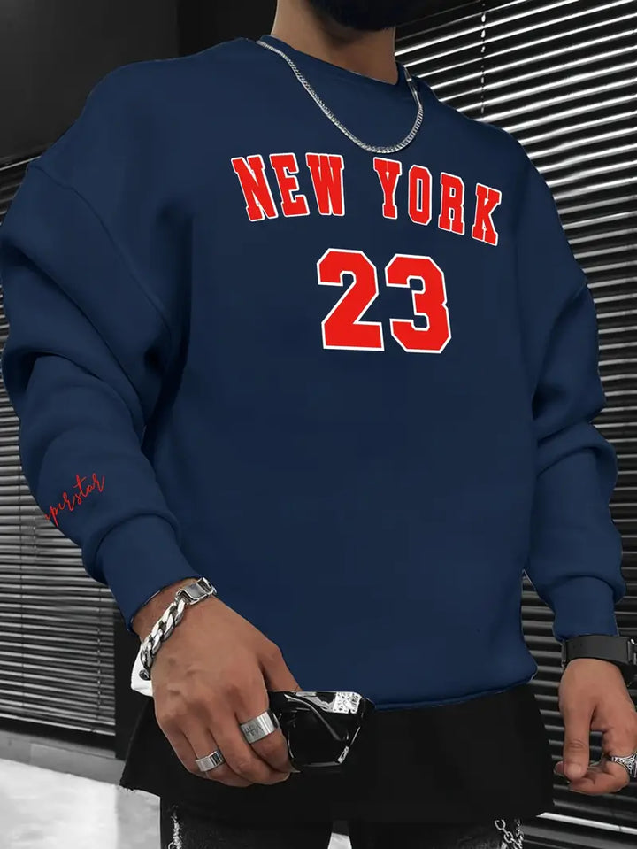 Odil - New York 23 Print Casual Sweatjacka med rund halsringning
