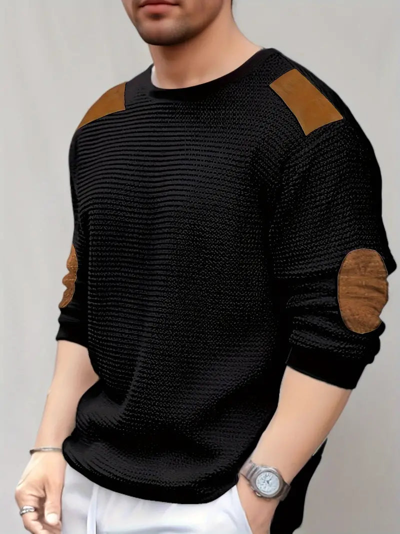 Herbie - Långärmad T-shirt med rund halsringning Avslappnad stil med armbågsdesign