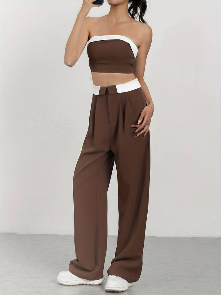 Tella - Off-the-shoulder ärmlös tubtop & långbyxor med vida ben