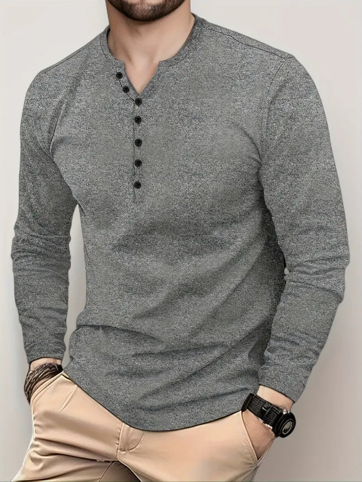 Kirkby - Casual långärmad Henley T-shirt