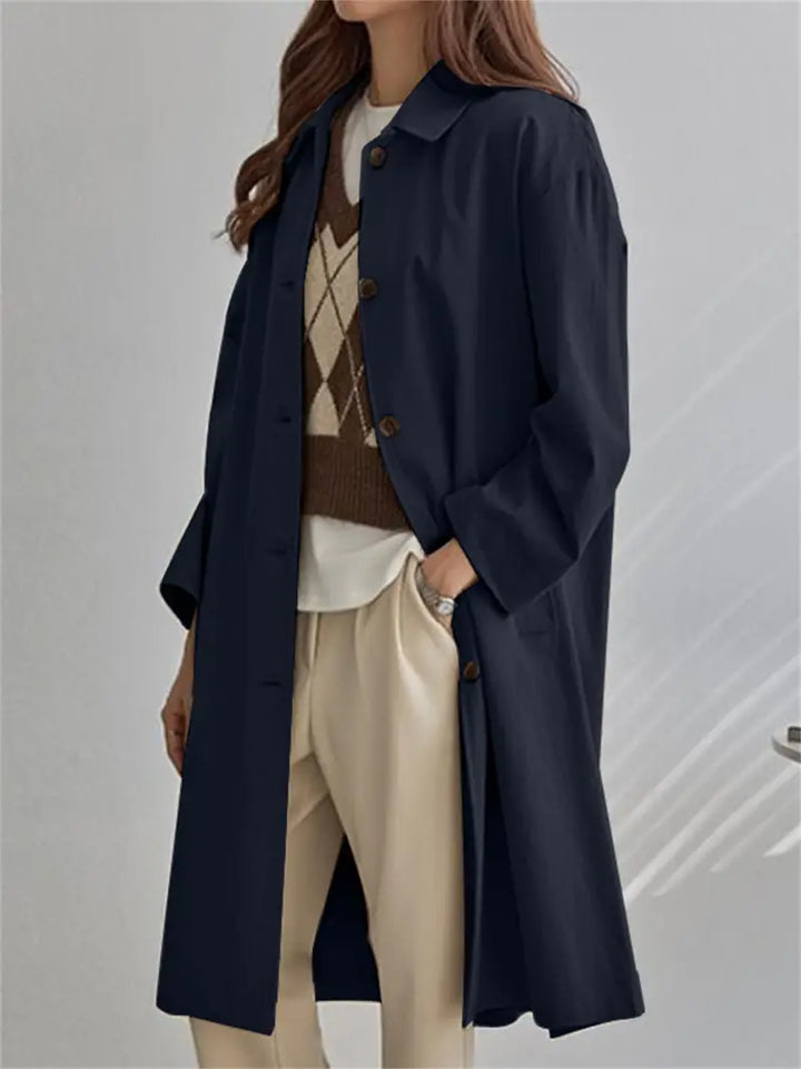 Solid enkelknäppt trenchcoat