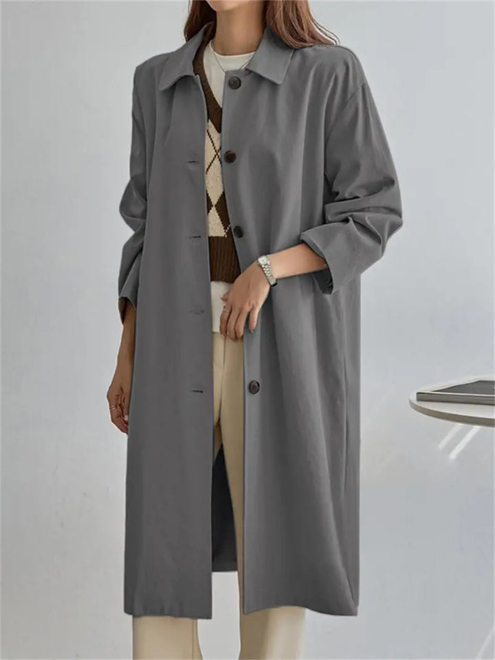 Solid enkelknäppt trenchcoat