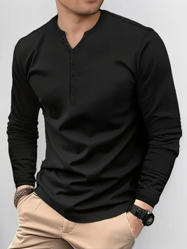 Kirkby - Casual långärmad Henley T-shirt