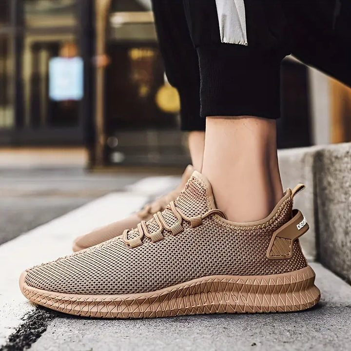 Raynier - Stickade casual-sneakers med snörning för män som andas