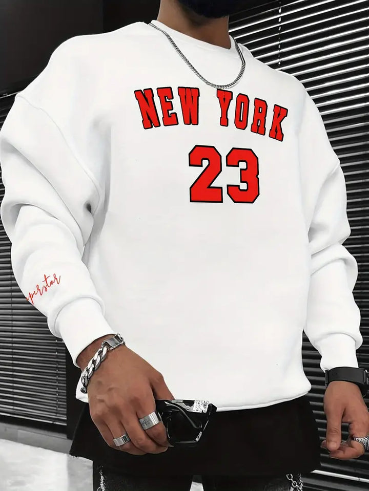 Odil - New York 23 Print Casual Sweatjacka med rund halsringning