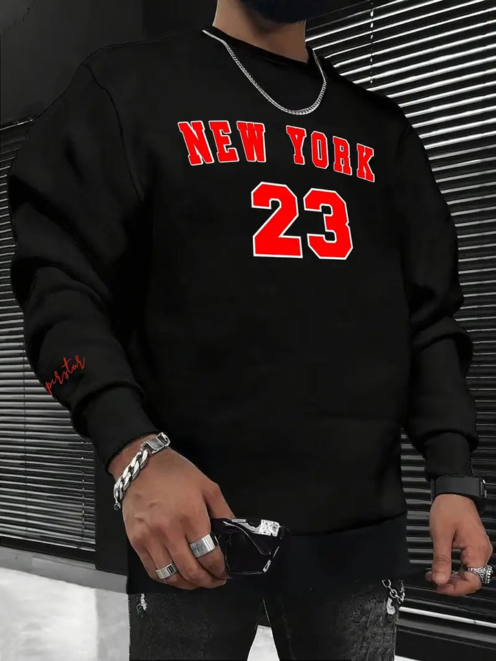 Odil - New York 23 Print Casual Sweatjacka med rund halsringning