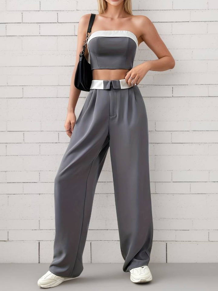 Tella - Off-the-shoulder ärmlös tubtop & långbyxor med vida ben